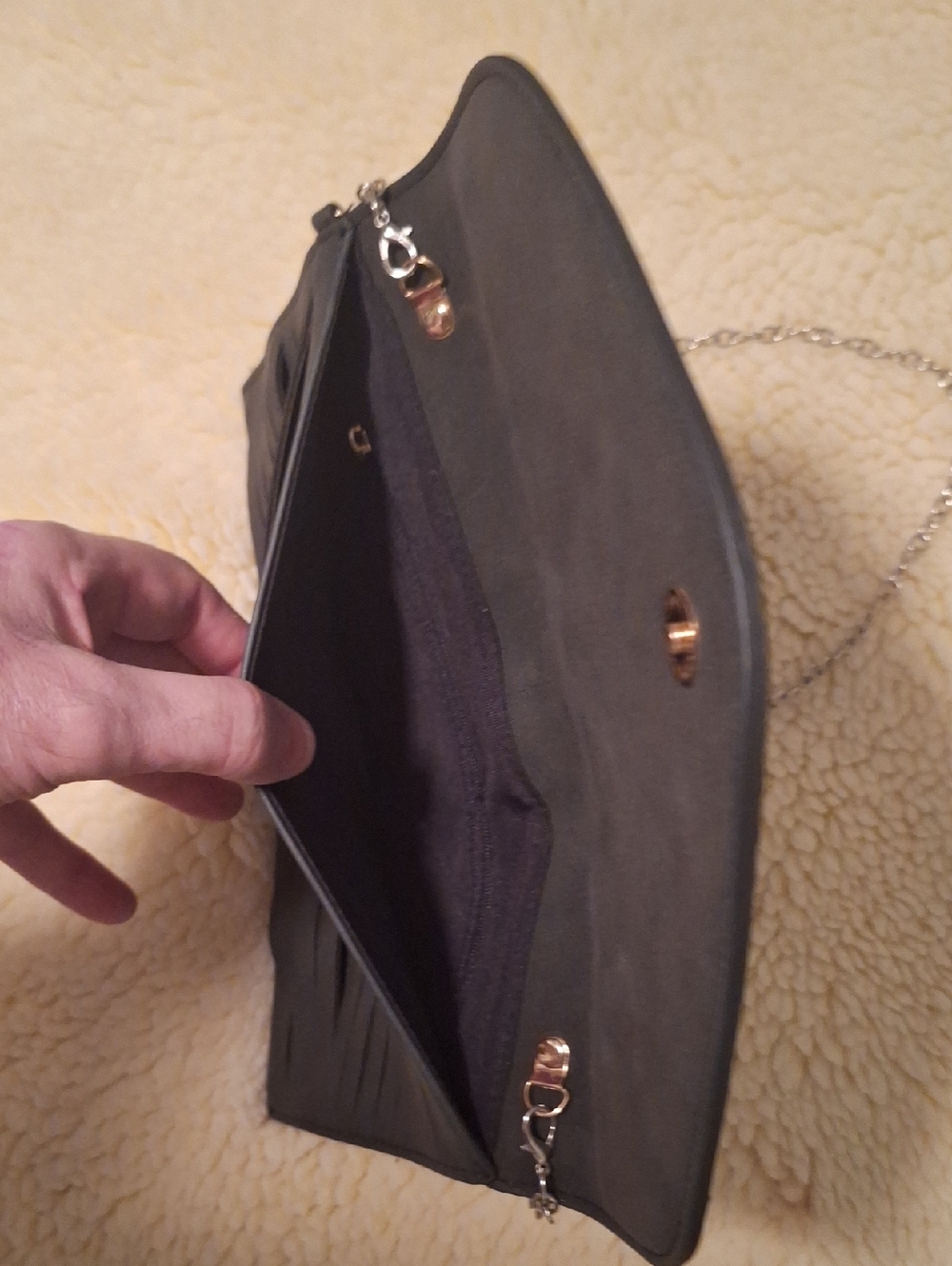 Blackish CHARCOAL Braided Envelope Crossbody Bag - Unbranded - Picture 7 of 10